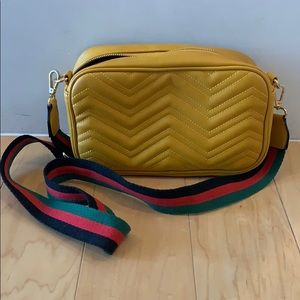 Striped Strap Mustard Crossbody Bag